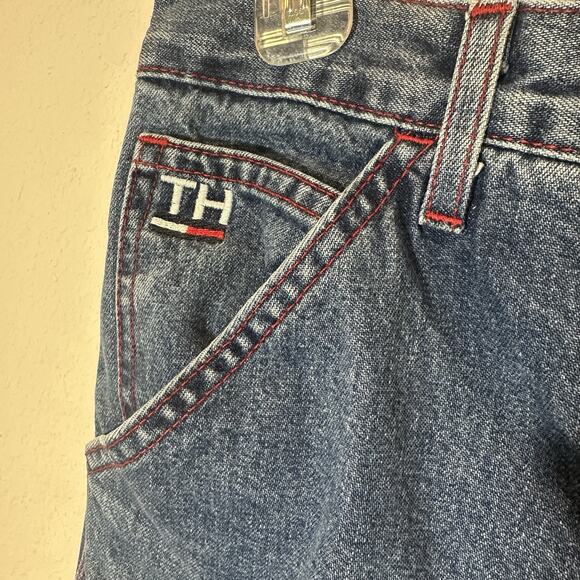 Vintage Tommy Hilfiger Y2K 2001 Wide Leg Carpenter Jeans Leather Patch Baggy - Picture 5 of 11